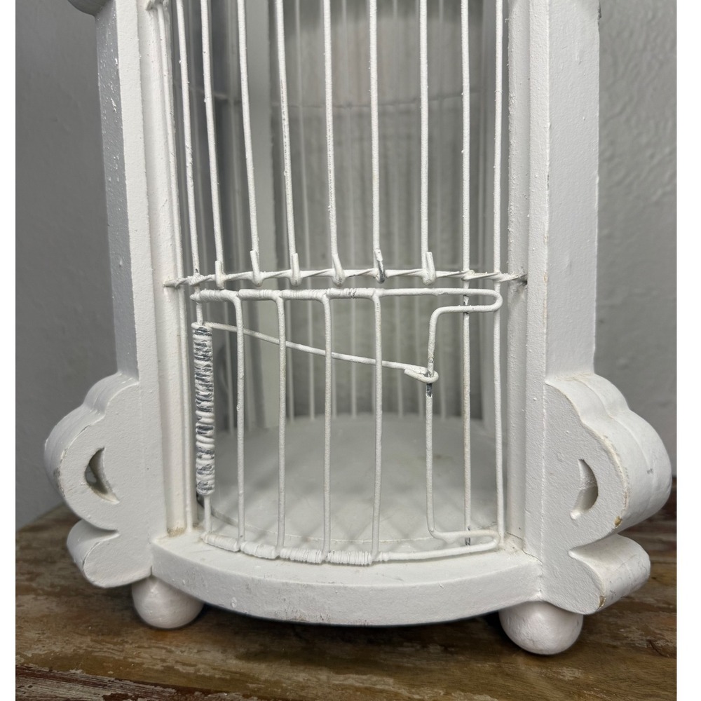 White Dome Wooden Birdcage Home Decor Porch Wedding Plant Display Shabby Chic - Picture 2 of 5